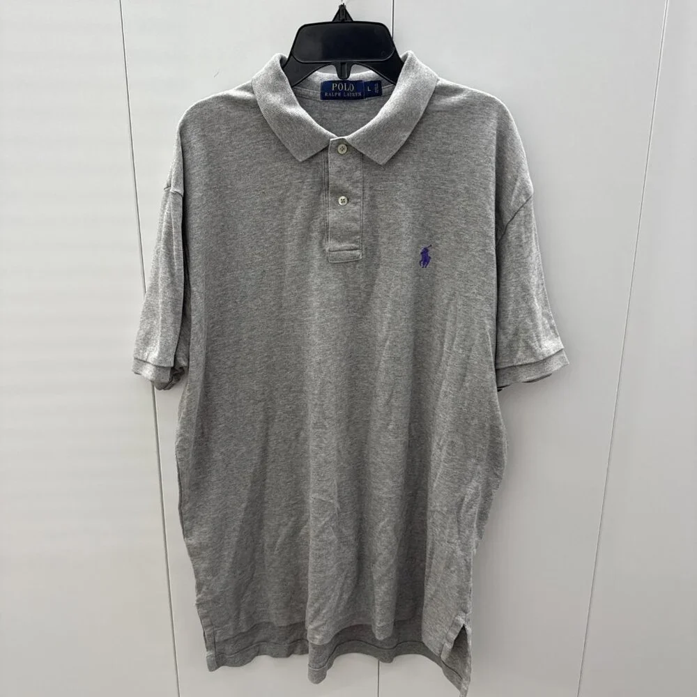 Ralph Lauren Shirt Large Mens Short Sleeve Casual Golf Polo Classic Fit Gray